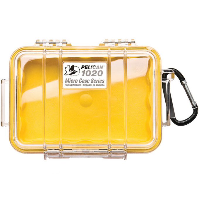 Odolné pouzdro Peli case micro 1020 - žluté s průhledným víkem