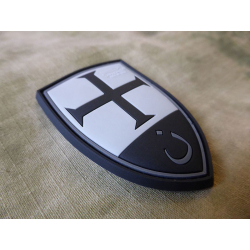 Nášivka Crusader Shield plast velcro, černobílá