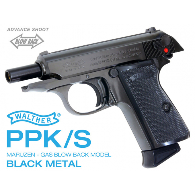 Maruzen Walther PPK/S black metal blowback gas gun