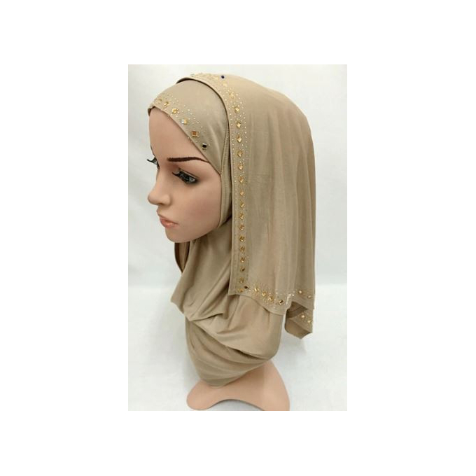 Women Lady Muslim Wrap Style Hijab, light brown