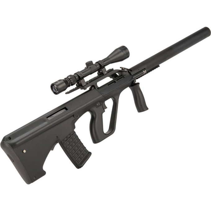 Steyr Aug + tlumič + optika + dvojnožka (SW-020-BM) - černý