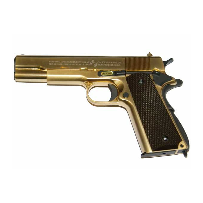 WE Full Metal M1911 GOLD ( Brown Grip w/Marking )