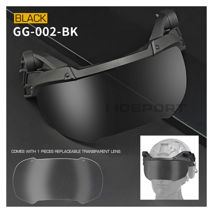 Brýle ochranné výklopné na helmu - černé