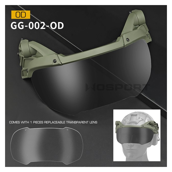 Tactical helmet outer suspension flip goggles - Black