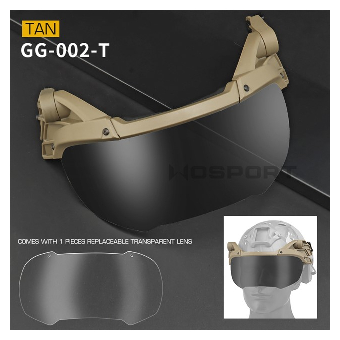 Tactical helmet outer suspension flip goggles - Black