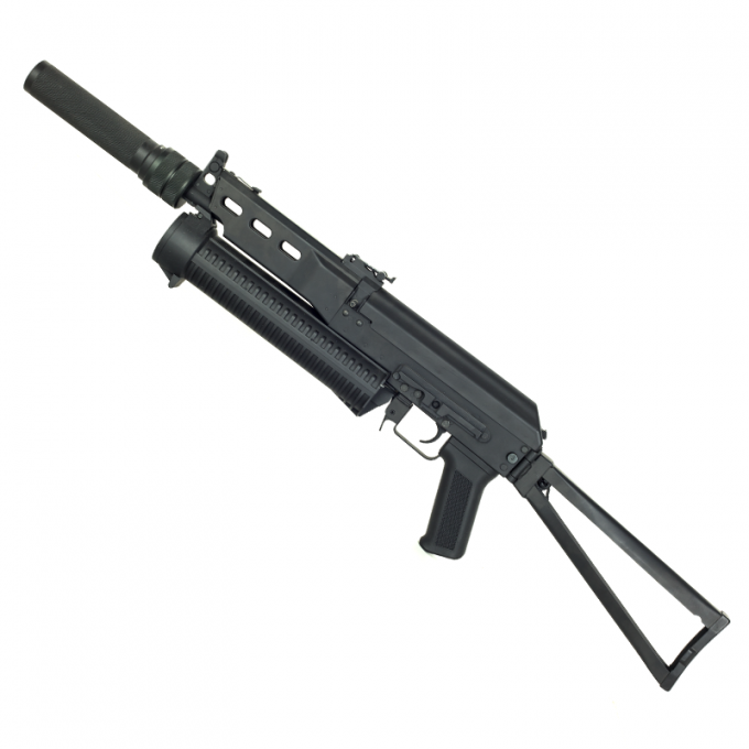 PP-19 Bizon submachine gun replica with silencer and red-dot sight