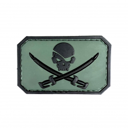 3D gumová nášivka PIRATE SKULL Patch - Zelená