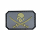3D gumová nášivka PIRATE SKULL Patch - Sivá