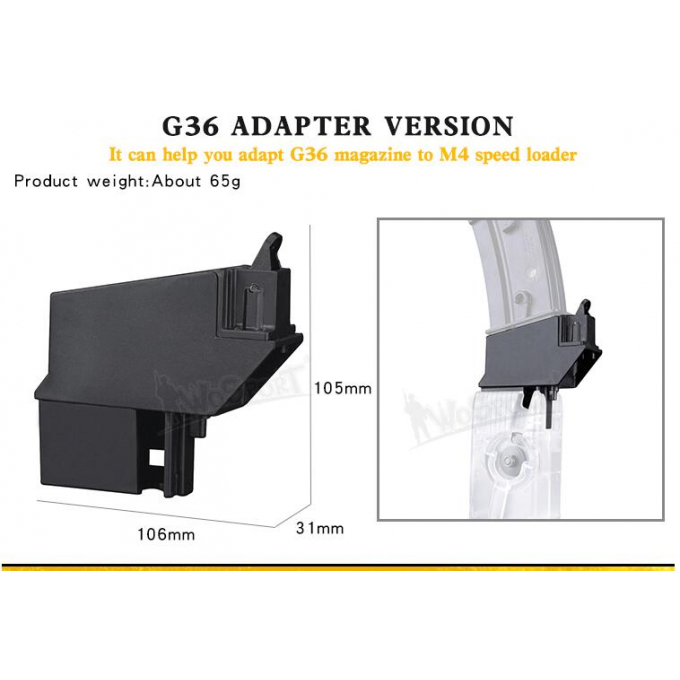Adaptér pro rychloládovačku Silence na zásobníky G36 - černý