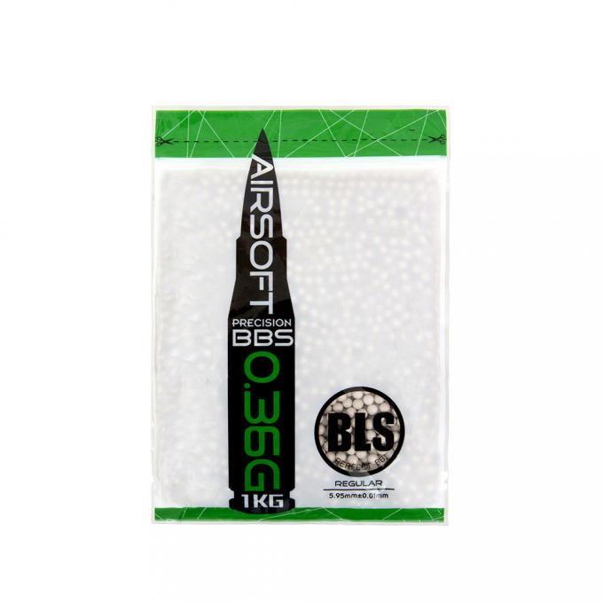 BLS airsoftové guličky PRECISION UH 0,36g, 2800 BBs (vrecko) - Biela