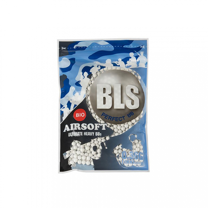 BLS BIO UH Airsoft Pellets 0.36g, 1000 BBs (Bag) - White