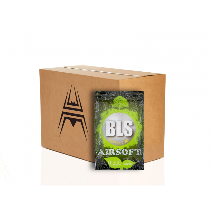 20x BLS airsoftové kuličky BIO 0,30g, 3300 BBs (krabice) - Bílá
