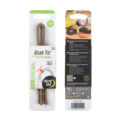 GEAR TIE® REUSABLE RUBBER TWIST TIE™ (2pcs), Coyote - length 12"