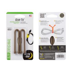 GEAR TIE® REUSABLE RUBBER TWIST TIE™ (2pcs), coyote - length 6"