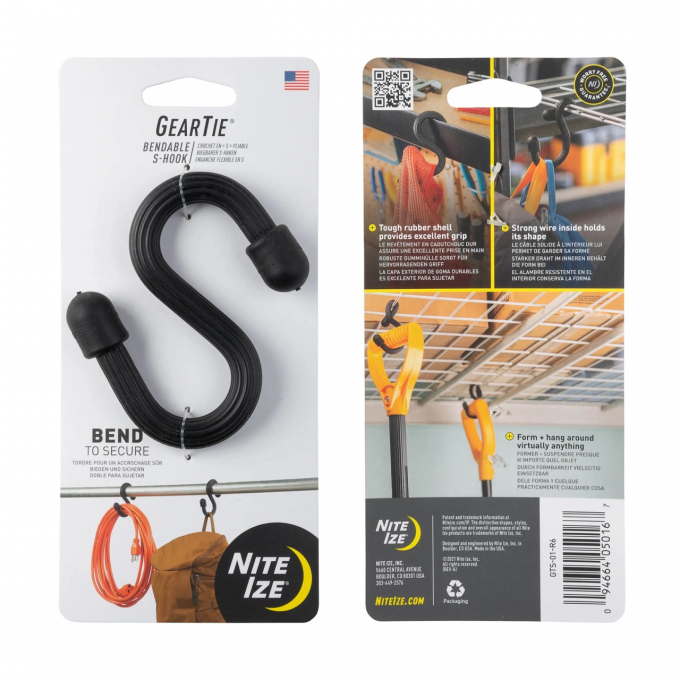Ohebný háček Nite Ize Gear Tie Bendable S-Hook - černý