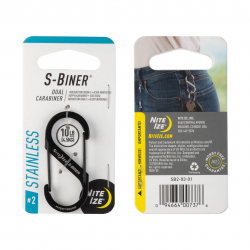 S-Biner® Stainless Steel Dual Carabiner, black - size 2
