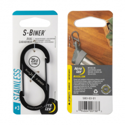 S-Biner® Stainless Steel Dual Carabiner, black - size 3