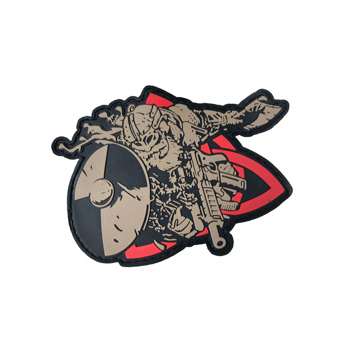 3D gumová nášivka TACTICAL VIKING Patch - Coyote / červená