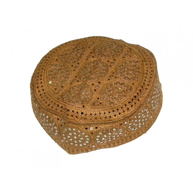 Muslimská čepice ozdobná - hnědá