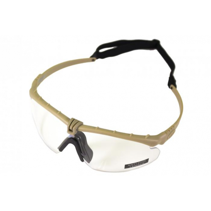 NUPROL Safety Glasses BATTLE PRO'S (with Insert), Clear Lens - Tan