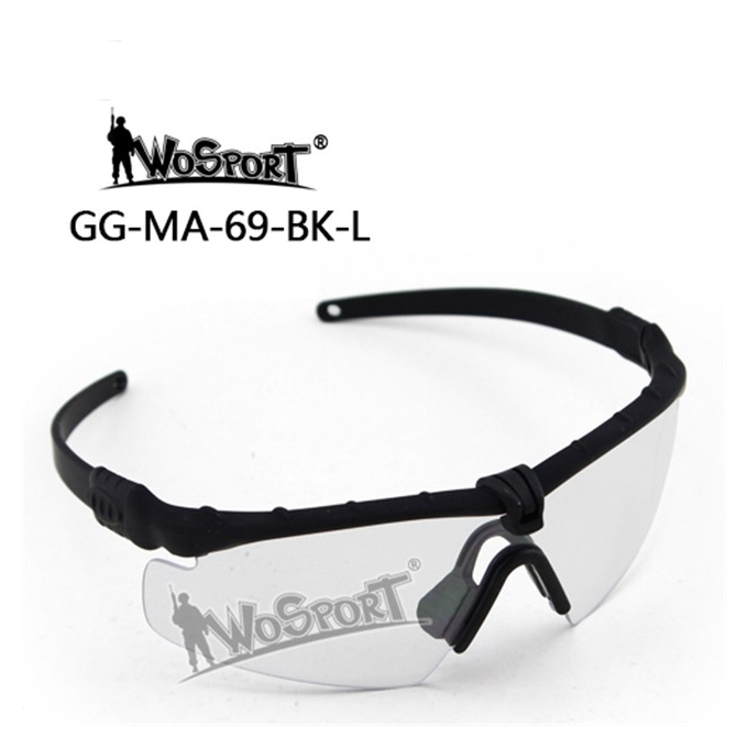 WST Shooting Glasses MA-69, Clear Visor – Black