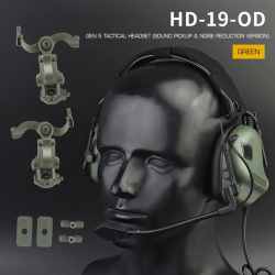 Taktický headset Gen 5 + montáž helmu FAST, zelený