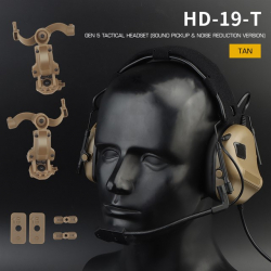 Taktický headset Gen 5 + montáž helmu FAST, pískový