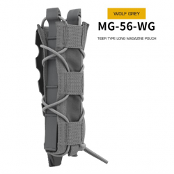 Tiger type MOLLE sumka na dlouhé zásobníky MP5 - šedá