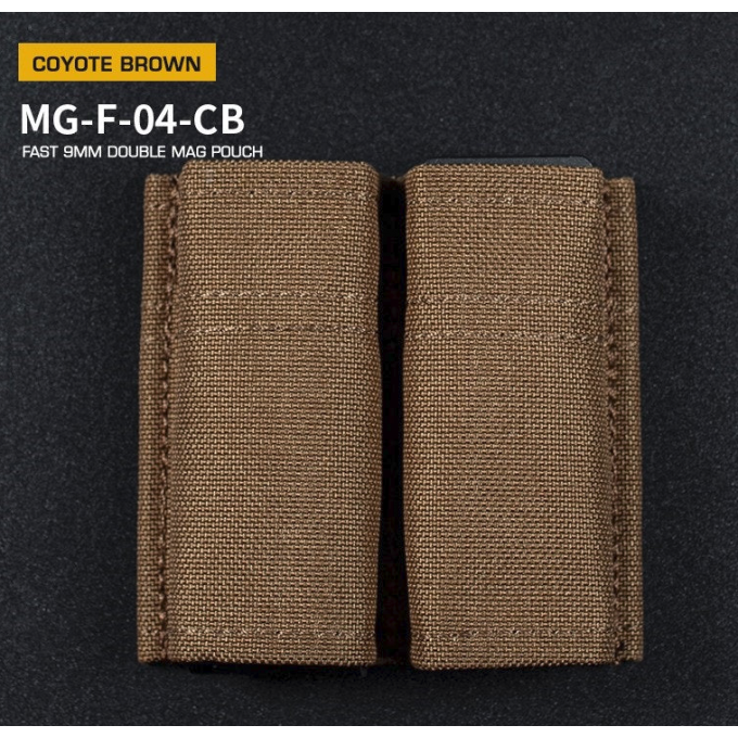 WoSporT FAST Type 9mm Pistol Magazine MOLLE Double Pouch – Coyote