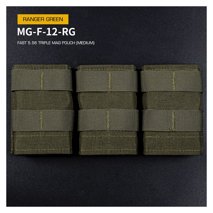 FAST type Triple MOLLE sumka na 5.56 zásobníky M4/M16, střední - Ranger Green