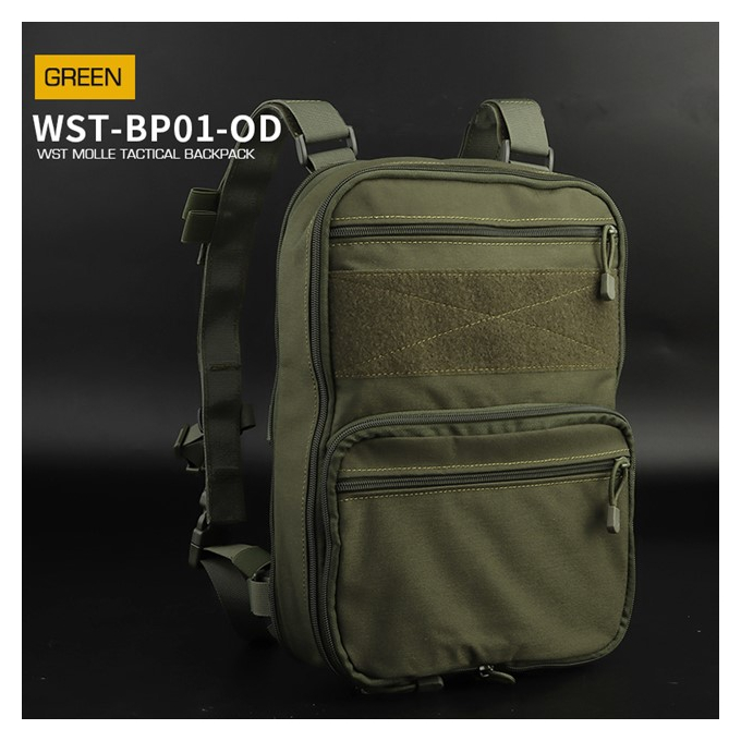 WST MOLLE Tactical FLAT Backpack - Green