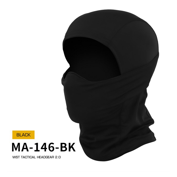 WST Balaclava 2.0 with Rubber Half Fighter Face Mask - Black