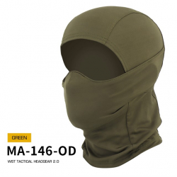 WST Balaclava 2.0 with Rubber Half Fighter Face Mask - Green