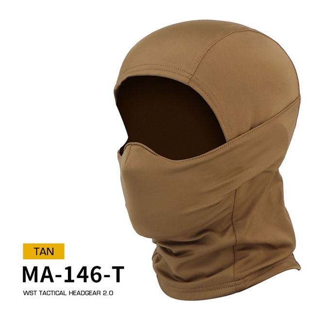 WST Balaclava 2.0 with Rubber Half Fighter Face Mask - TAN