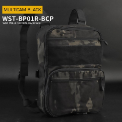 WST MOLLE Tactical FLAT Backpack - MC Black
