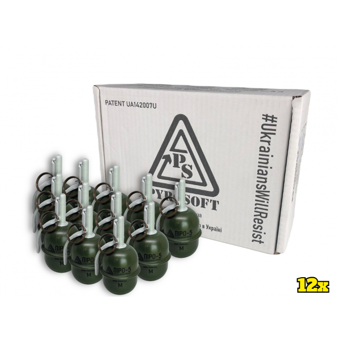 PYROSOFT 12x airsoftový ruční granát Pyro-5M (křída) - Zelená
