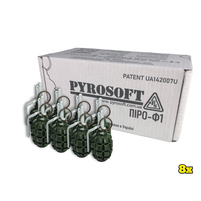 PYROSOFT 8x airsoftový ručný granát Pyro-F1M (krieda) - Zelená