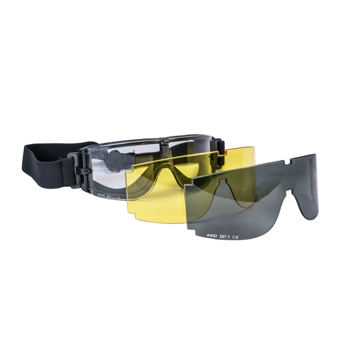 STRIKE Safety Goggles EP-01, 3 Lenses - Black