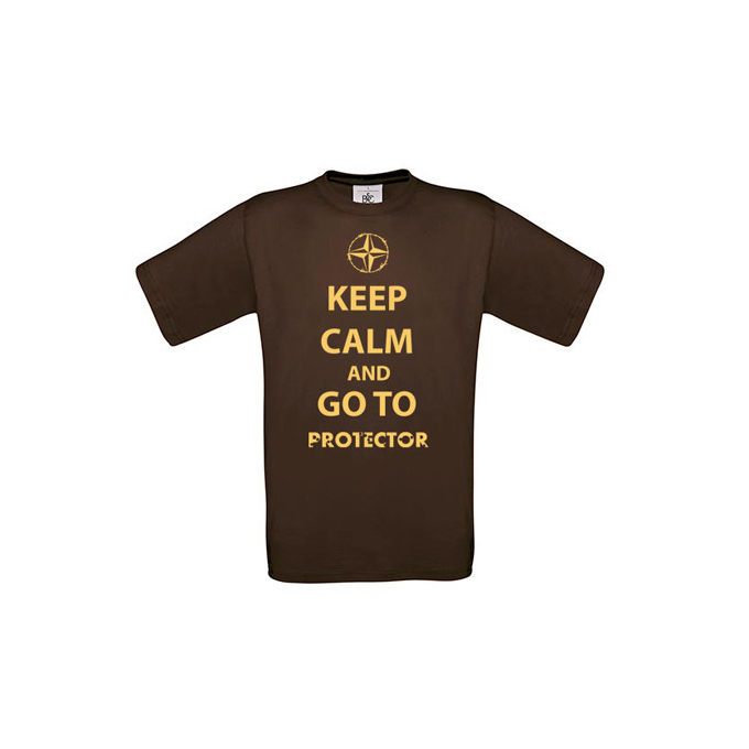 T-shirt KEEP CALM and GO TO PROTECTOR, brown, size XXL