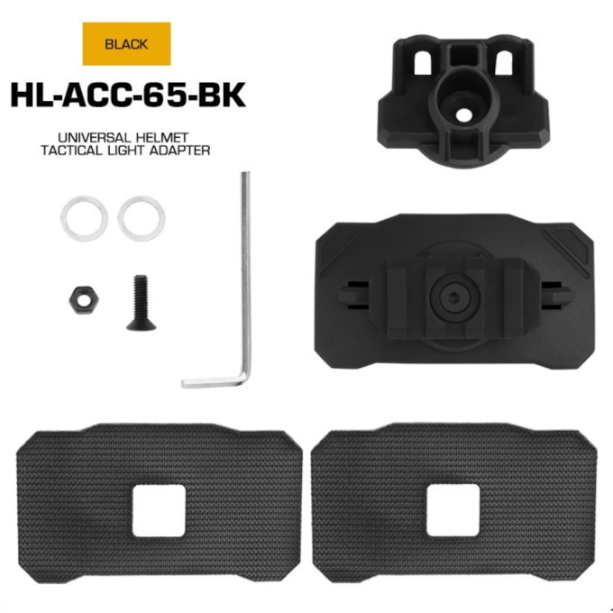 WST Universal Helmet Tactical Light Adapter, Velcro Mount - black