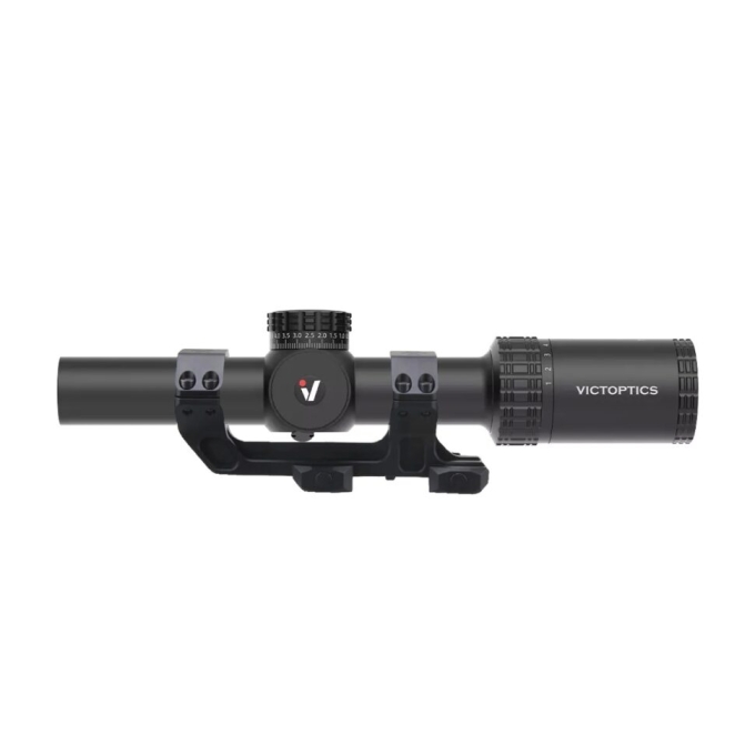 VictOptics LPVO Riflescope S10 1–10x24i Fiber + One-Piece High Mount - Black