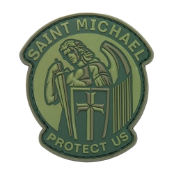 3D gumová nášivka SAINT MICHAEL PROTECT US Patch - Zelená