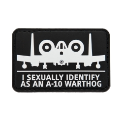3D gumová nášivka SEXUAL IDENTIFICATION A-10 WARTHOG Patch - Černá