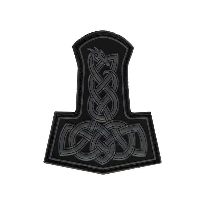 3D gumová nášivka THORS HAMMER Patch - Čierna