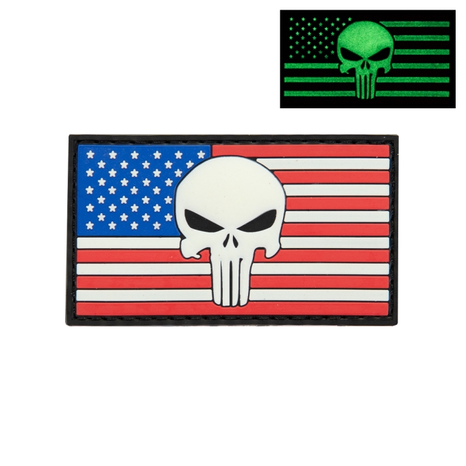3D PVC PUNISHER US FLAG Patch - Multicolor