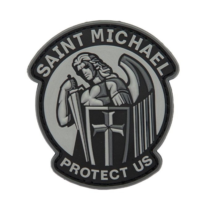 3D gumová nášivka SAINT MICHAEL PROTECT US Patch - Sivá