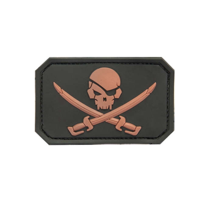 3D gumová nášivka PIRATE SKULL Patch - Černá / písková