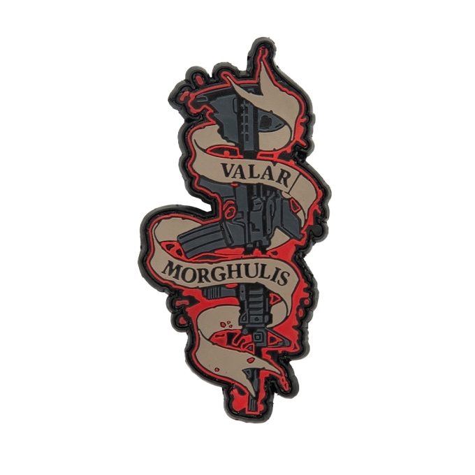 3D gumová nášivka VALAR MORGHULIS Patch - Čierna / červená