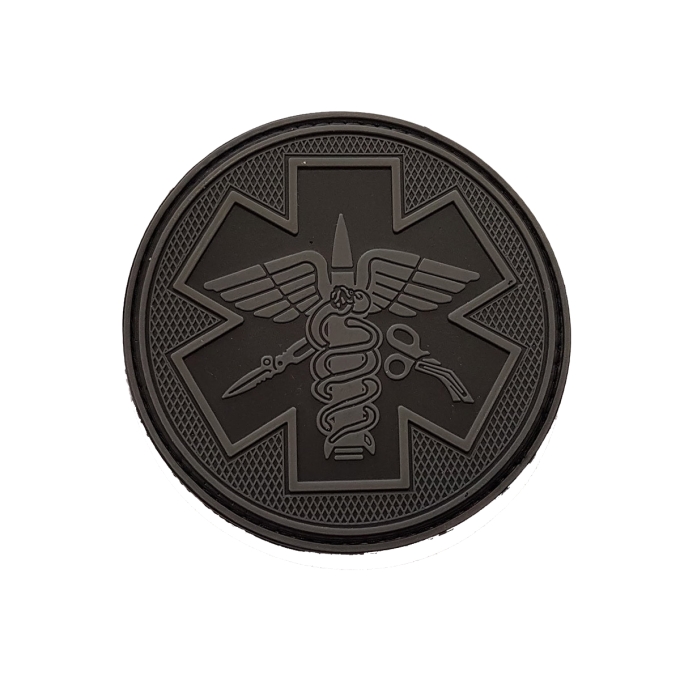 3D gumová nášivka MEDIC Patch - Sivá