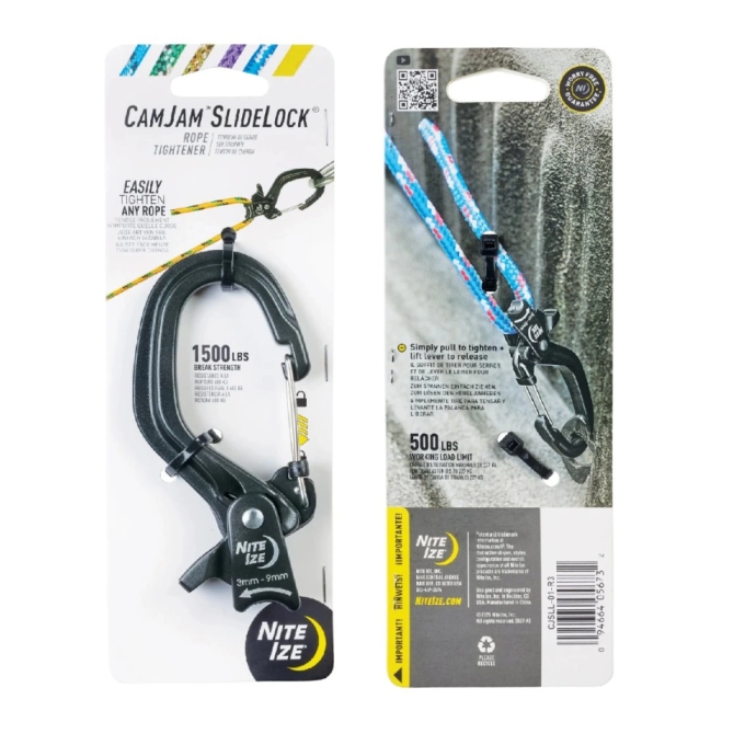 NITE IZE upínací karabina CamJam™ SlideLock® Rope Tightener, vel. L - Černá